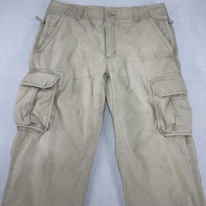 L.L. Bean Cargo Pants Mens 36x30 Khaki Ripstop Cotton Pockets Hiking Outdoor